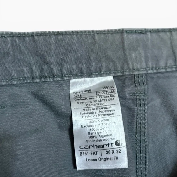 Faded Distressed Vintage Carhartt B151 FAT Fatigue Grey Carpenter Pants 36x30 - Picture 7 of 10